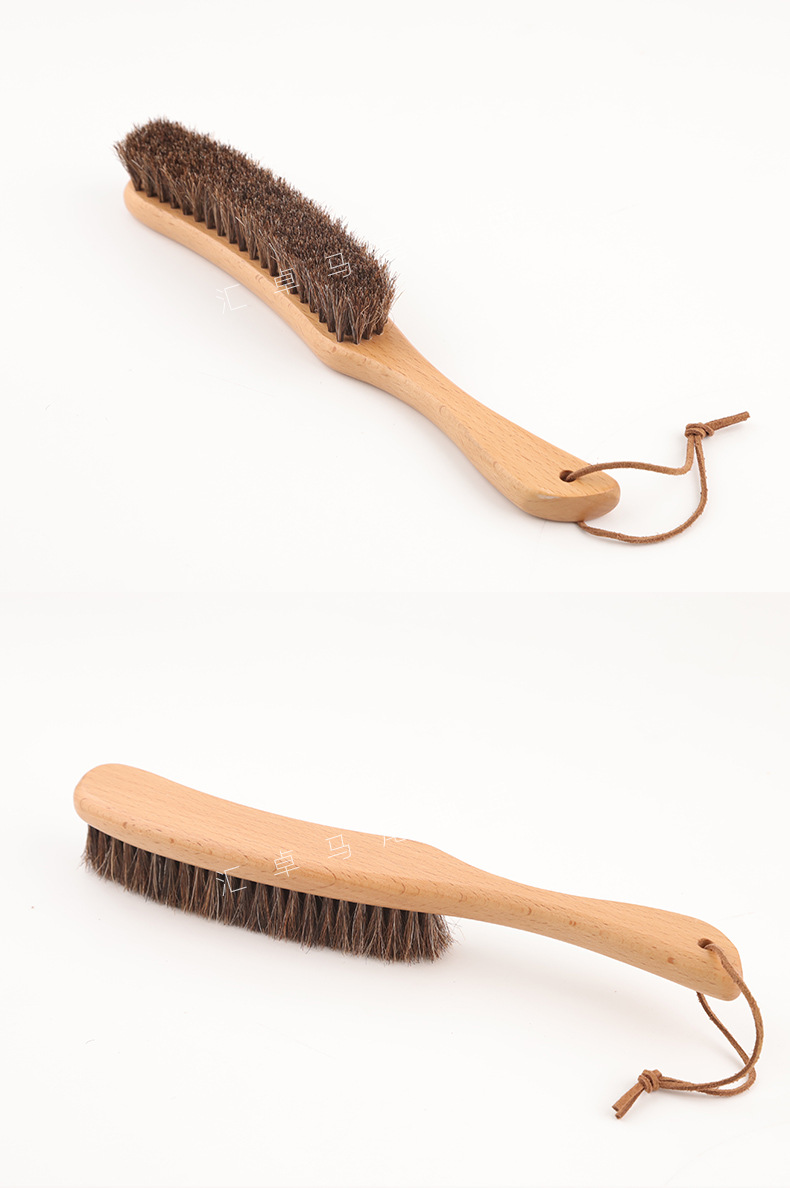 批发跨境外贸高品质长柄纯马毛衣帽刷天然实木猪鬃毛床刷清洁除尘详情12