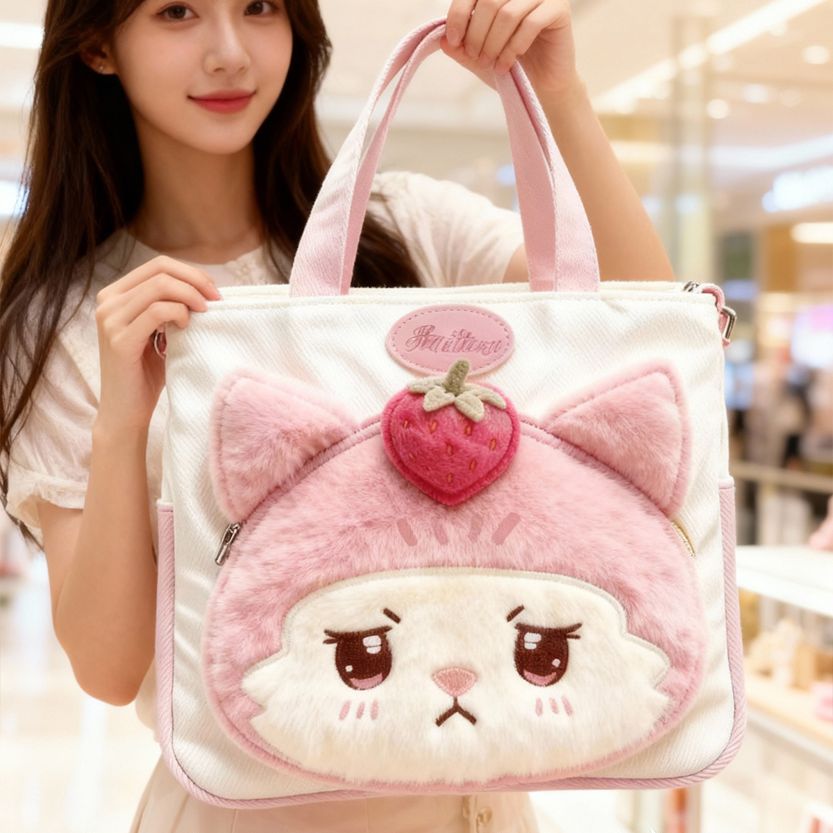 Rongli Rongli cute crossbody Bag, large capacity single-shoulder tote handbag, Mommy bag, Multi-functional makeup bag, student class tutorial bag pic 3