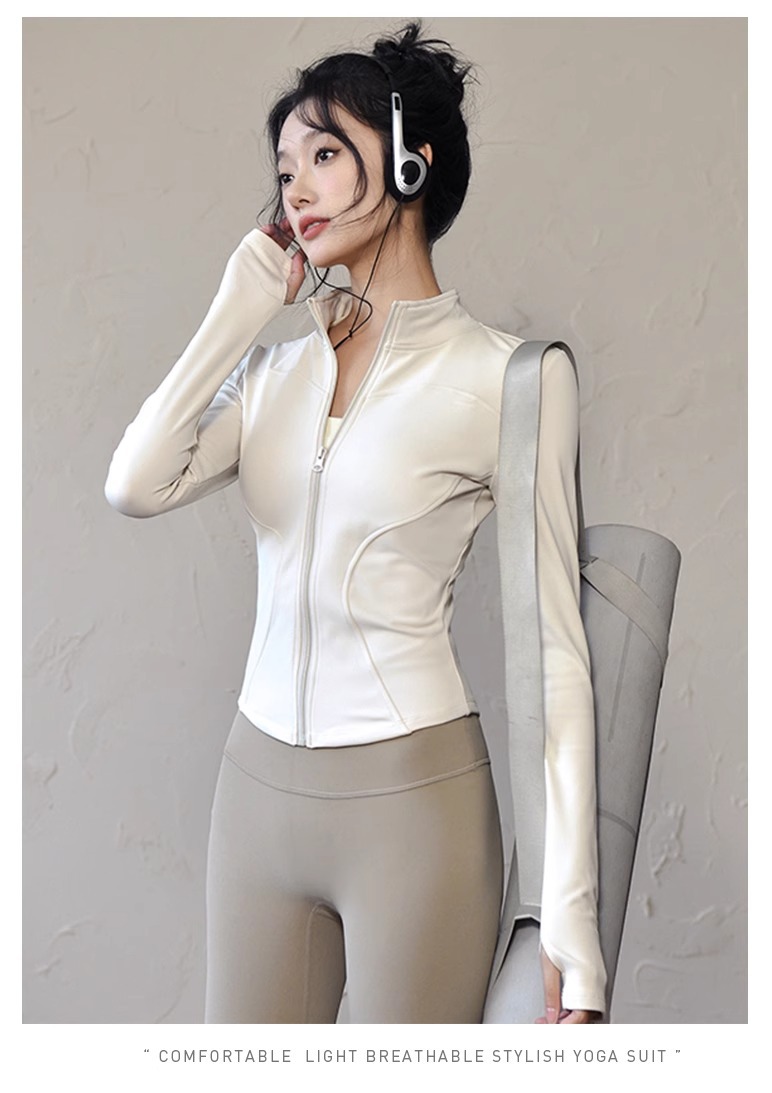 A slimming coat for women, lulu yoga wear top, quick-drying outdoor sports running Pilates fitness wear set pic 11