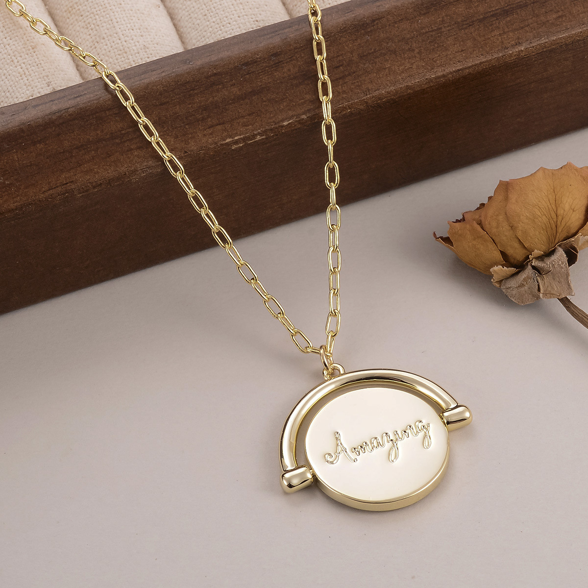 European and American letter fashion pendant, niche round English collarbone chain, versatile for women, light luxury, diamond-encrusted, personalized factory wholesale pic 37