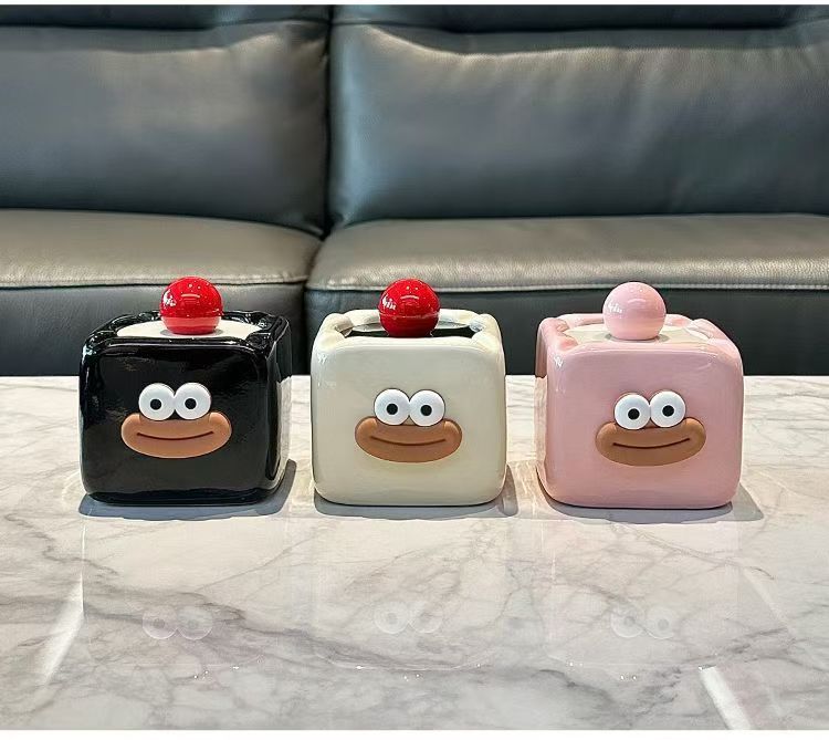 高颜值烟灰缸家用装饰个性客厅陶瓷创意摆件带盖防飞灰烟缸摆件详情15