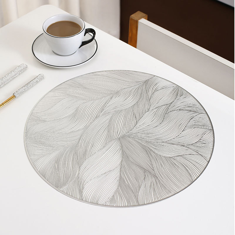 Villa decorative mat, Wanxiang Flower light luxury gold-embossed table mat, restaurant waterproof PVC heat-insulating Western dining mat, high appearance level for home use pic 11