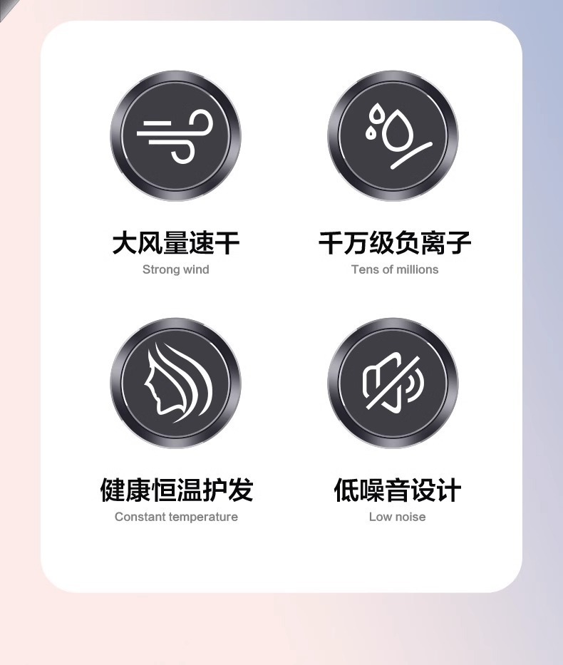 无叶电吹风大风力风筒高端静音家用护发负离子恒温速干宿舍吹风机详情3