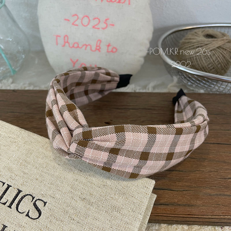 New Korean-style checkered floral sweet hairband, handcrafted fabric, versatile for girls, high headband, hairpin, hair accessory for girls pic 8