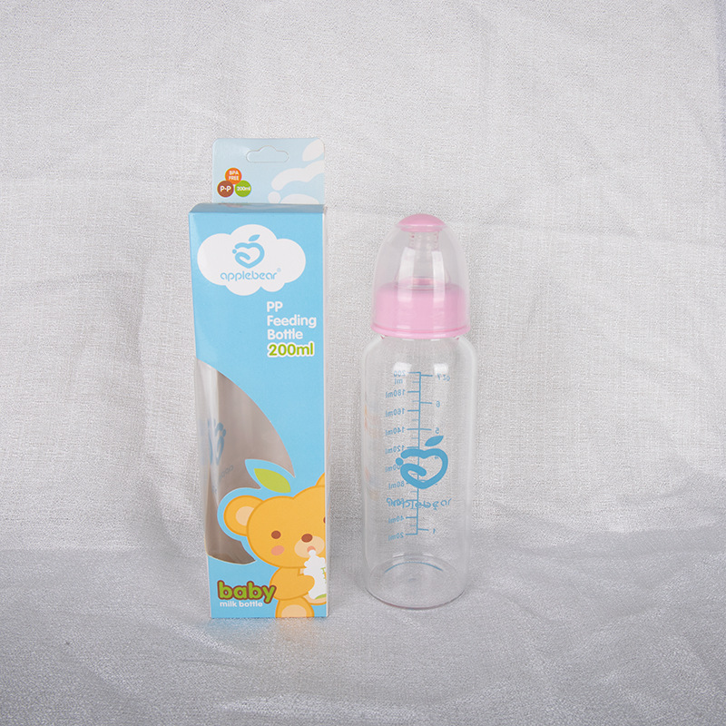 外贸婴儿玻璃奶瓶200ml盒装喝水喂养高硼硅标口玻璃奶瓶厂家批发详情2