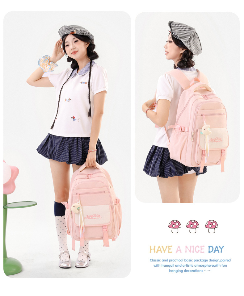 New high-appearance-level weight reduction and spine protection schoolbag for girls, junior high school students, large-capacity ultra-light campus backpack for teenagers pic 34