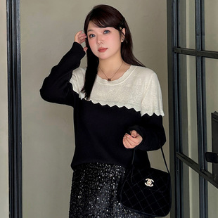 2024秋款大码女装连帽套头衫女休闲上衣 胖mm百搭宽松针织衫22682 大码针织衫时尚舒适轻松搭配详情1