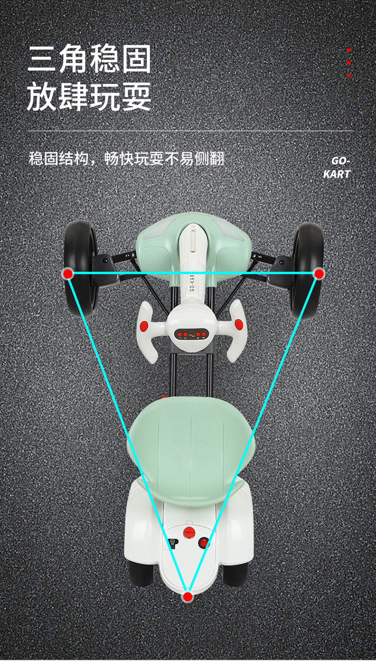 出口免安装儿童卡丁车电动四轮车可折叠可坐人2-6便携儿童玩具车详情9