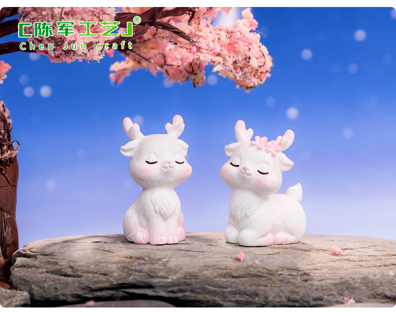Cute pink deer figurines with micro-landscape creativity, DIY garden decorations and accessories, and small table ornaments for cars pic 40
