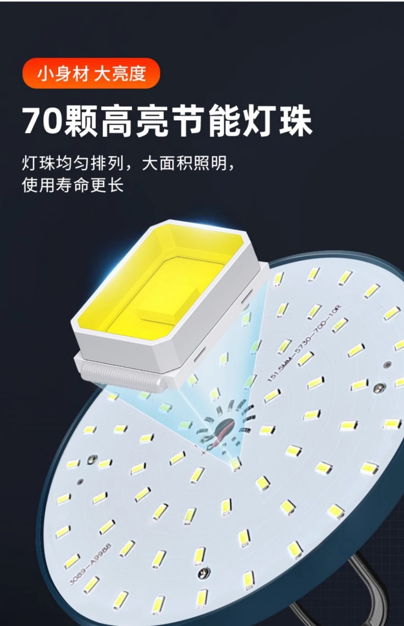 led充电飞碟灯露营灯节能户外充电灯照明灯长续航爆亮灯泡源头详情4
