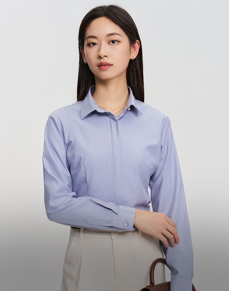 竹纤维衬衫女夏季斜纹长短袖免烫凉爽垂感休闲通勤职业正装薄外套详情4