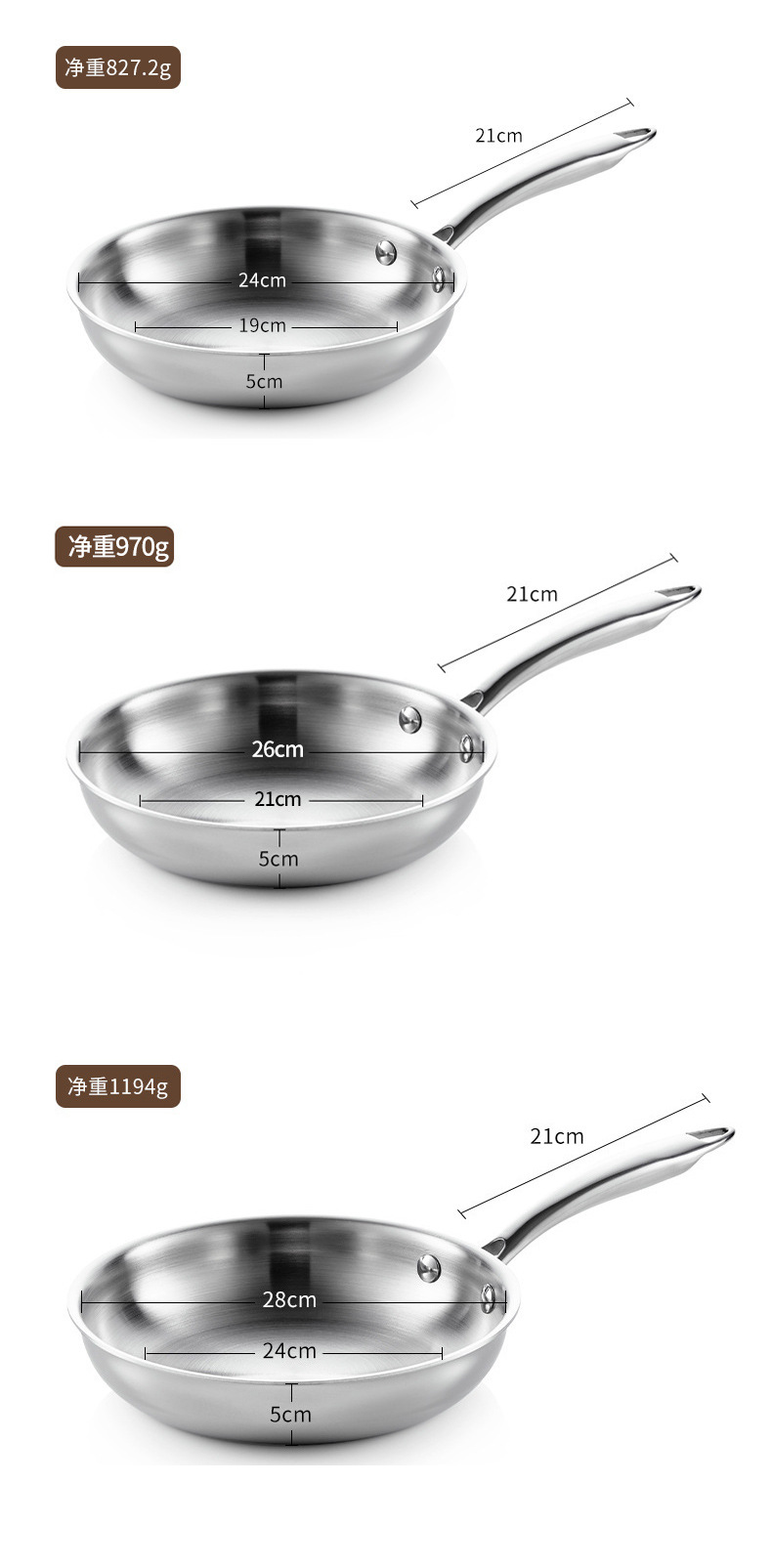 一件加LOGO加厚304不锈钢平底锅家用无涂层煎锅物理不沾煎牛排锅详情7