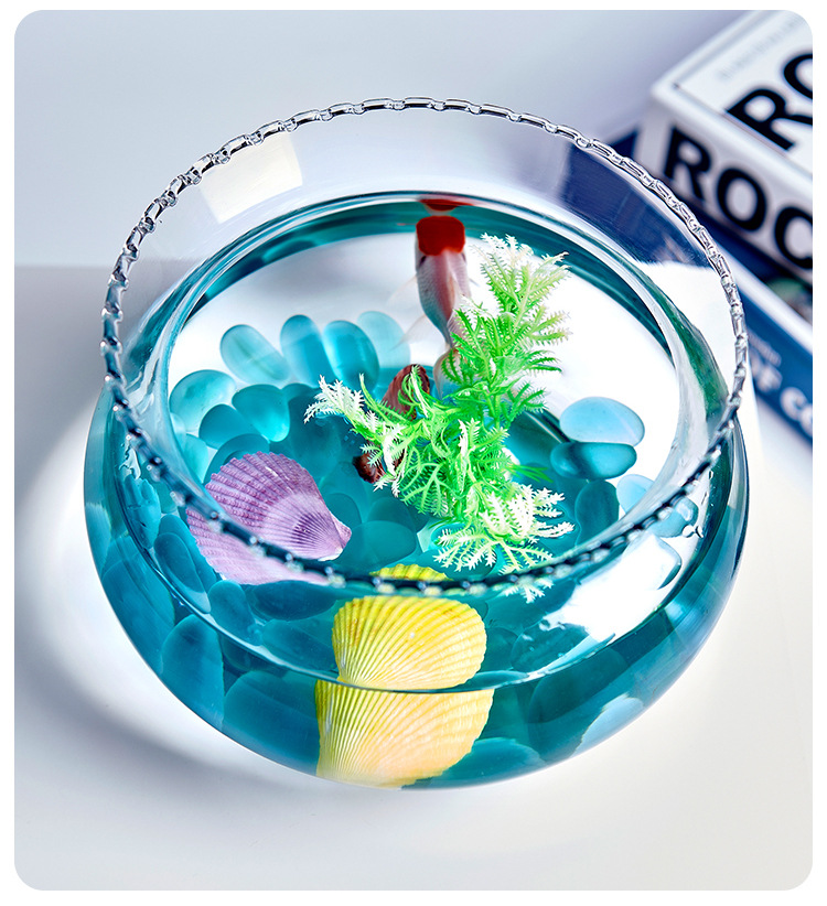 Factory direct supply of round glass lace fish tanks, small mini transparent goldfish tanks for living rooms, turtle tanks and aquarium tanks pic 7
