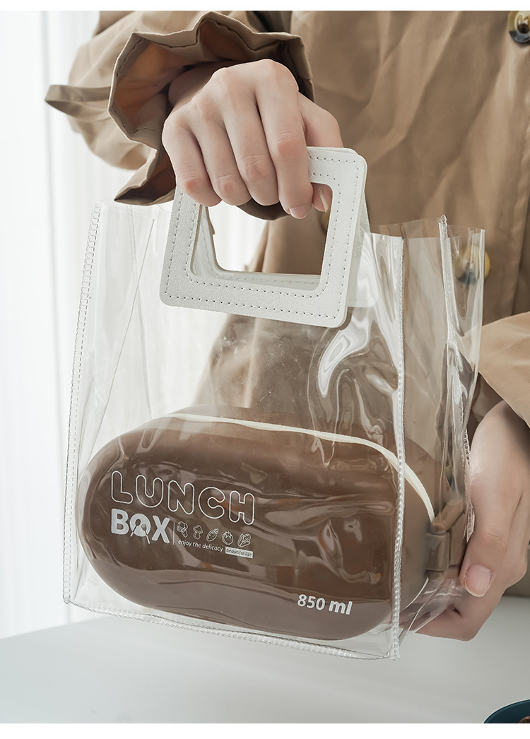 European-style plastic double-layer bento box, microwave oven lunch box, Japanese cartoon with tableware, office worker and student meals pic 12