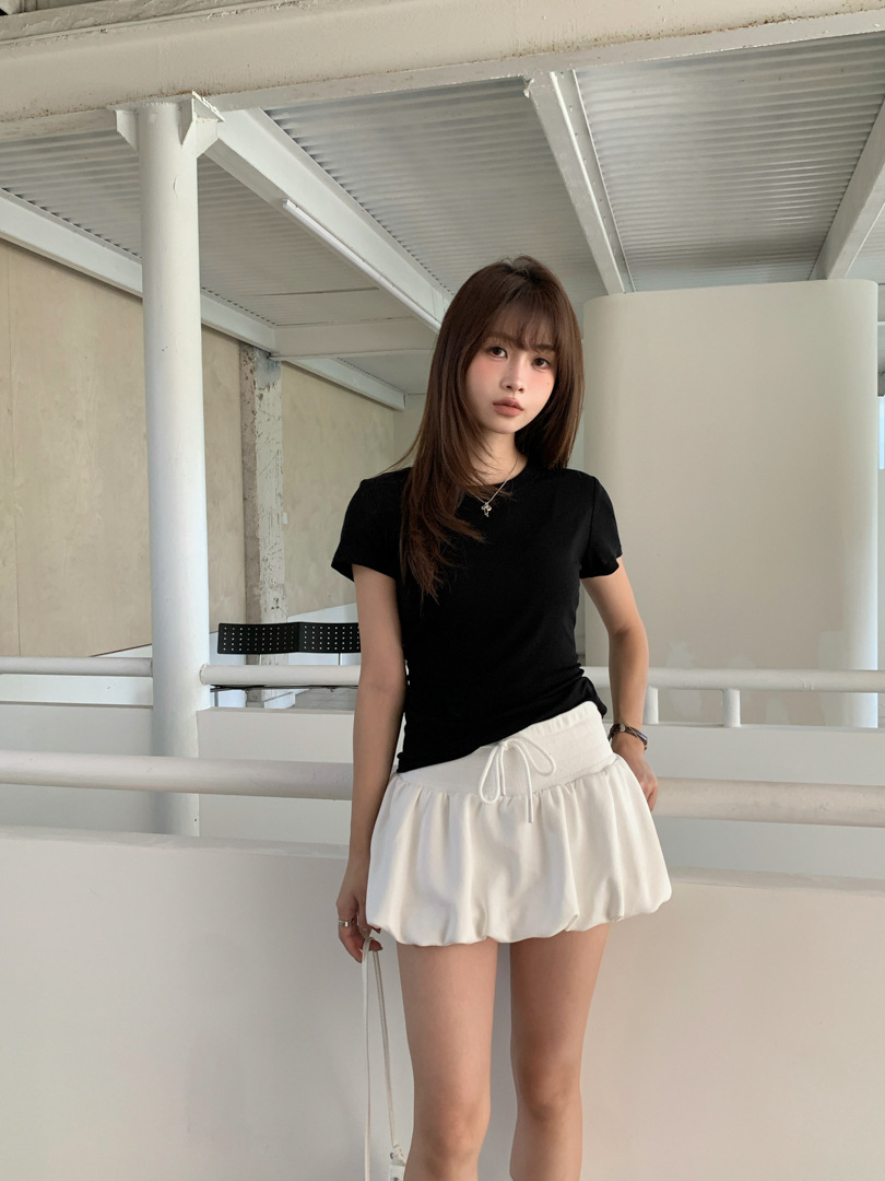 GAGD Tencel wool shoulder short-sleeved T-shirt for women, Millennium, sweet and cool, waist-tightening sport short-sleeved T-shirt top for spring pic 26