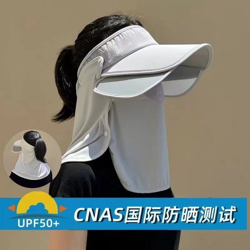 Summer sun hat, UV protection face mask, sun protection hat, wide-brimmed open-top outdoor cycling sun hat for women pic 1