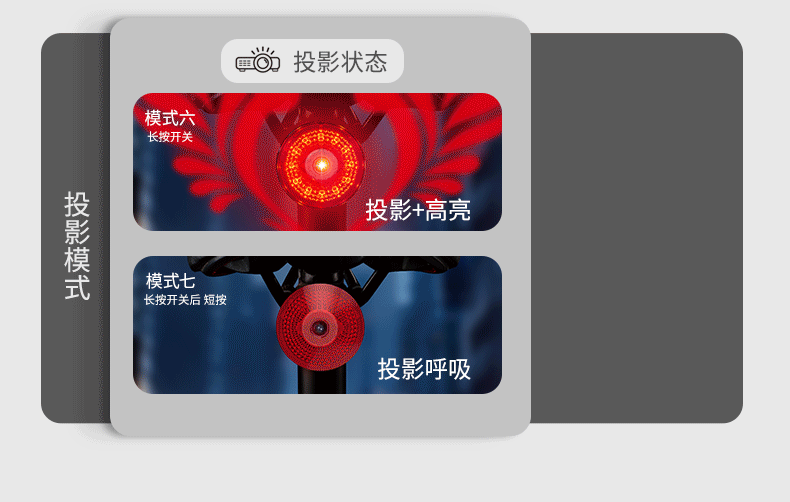 新款自行车尾灯投影智能刹车感应充电户外骑行灯山地单车图案翅膀详情9