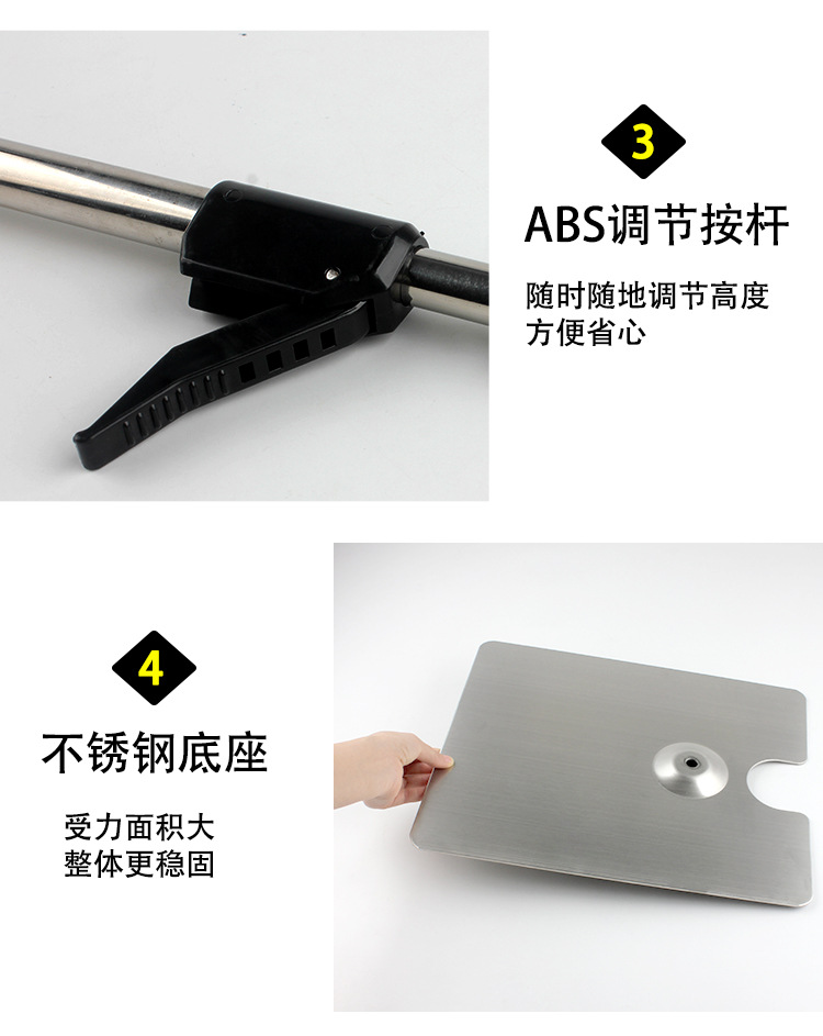 Large floor-standing poster display stand, stainless steel retractable POP promotional advertisement paper stand, promotional information display stand, vertical promotional display stand for stores, commercial event notice support stand, outdoor promotional notice stand pic 4