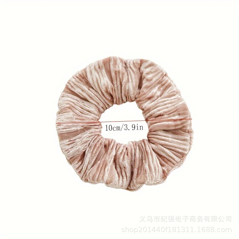 Autumn and winter velvet art large intestine hair band, pleated high-elasticity plush simple hair tie, versatile hair band pic 3
