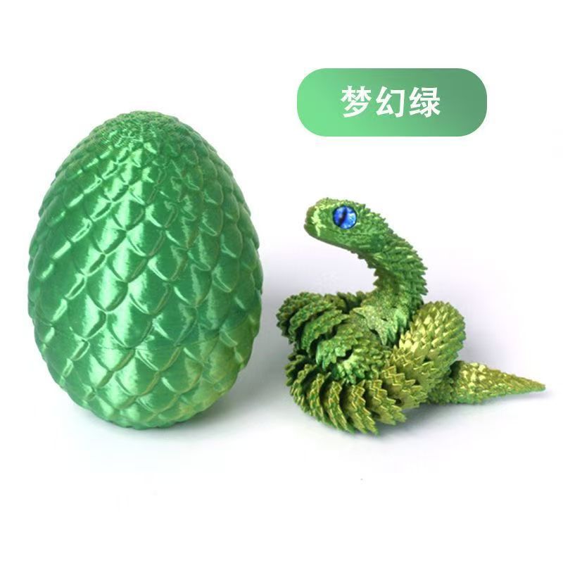 跨境3D打印蝰蛇蛋套装桌面摆件儿童玩具关节可以活动玩具小蛇装饰详情8