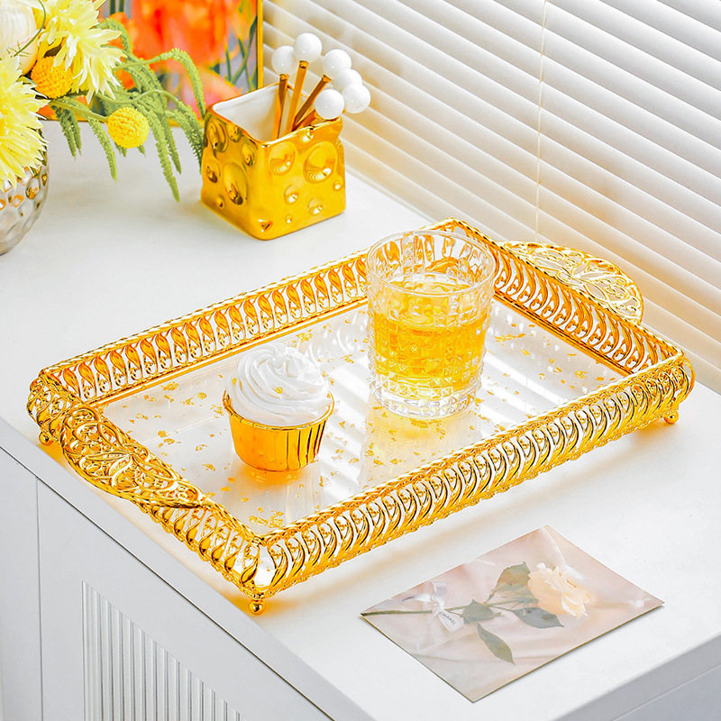 Nordic metal tray, light luxury acrylic storage plate, cosmetics, jewelry, decorative items, afternoon tea and dessert stand pic 2
