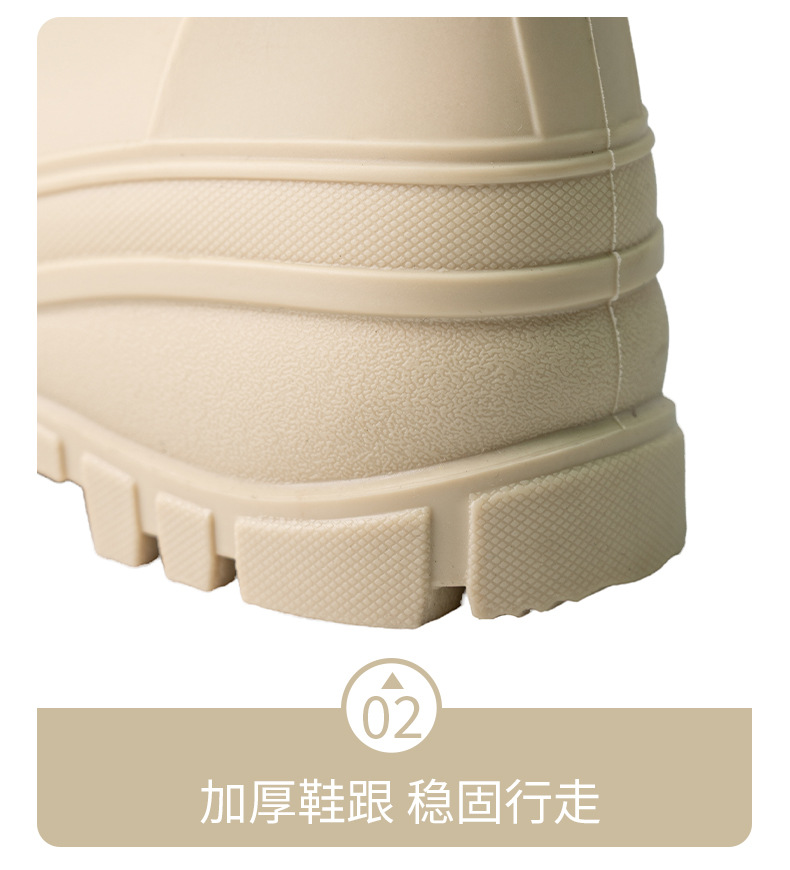 跨境中筒雨鞋女款厚底束口雨靴户外防滑涉水胶鞋露营赶海时尚水靴详情11