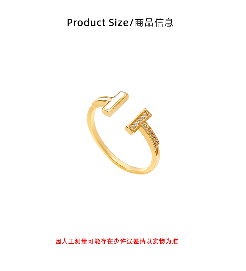 Hyacinth diseño único ligero apertura de lujo baga blanca diamante anillo de anillos aleación de cobre chapado en oro 18K shake bang modelo influencers pareja borracho pic 3