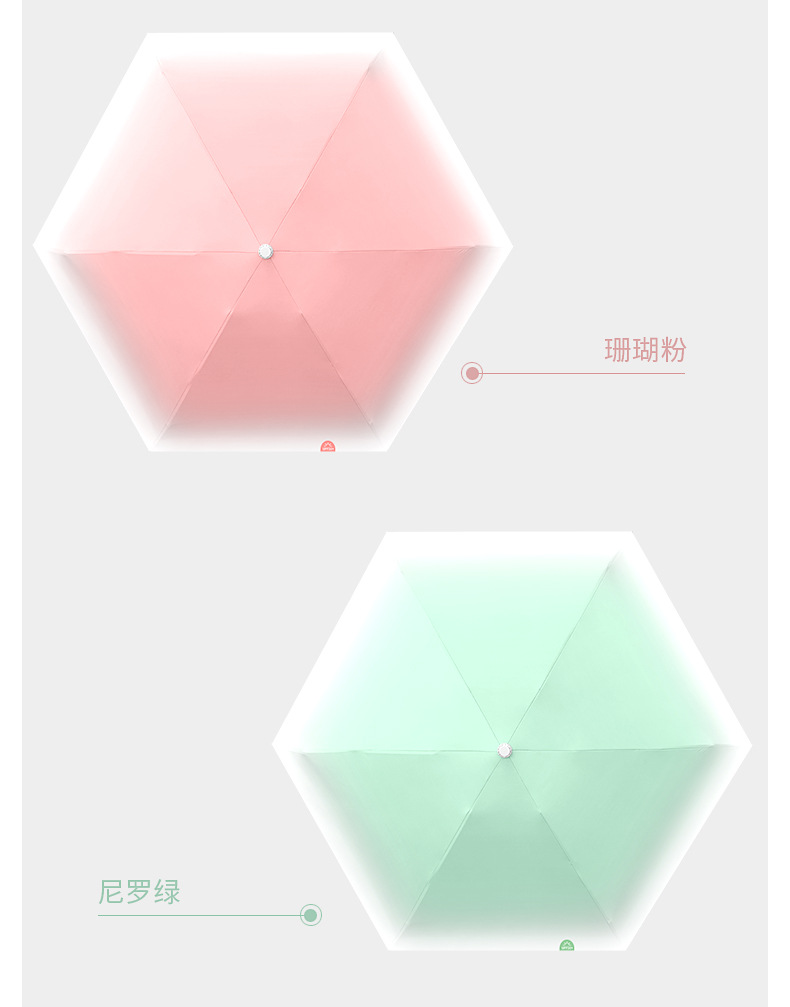 新款五折六骨手开黑胶面料遮阳伞伸缩手柄渐变色晴雨两用一件代发详情25