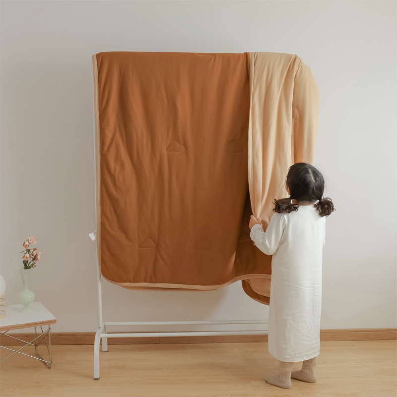 Simple Japanese Muji soft knitted cotton Tianzhu cotton quality two-color summer cool quilt, machine washable, water-washable air-conditioned quilt pic 17