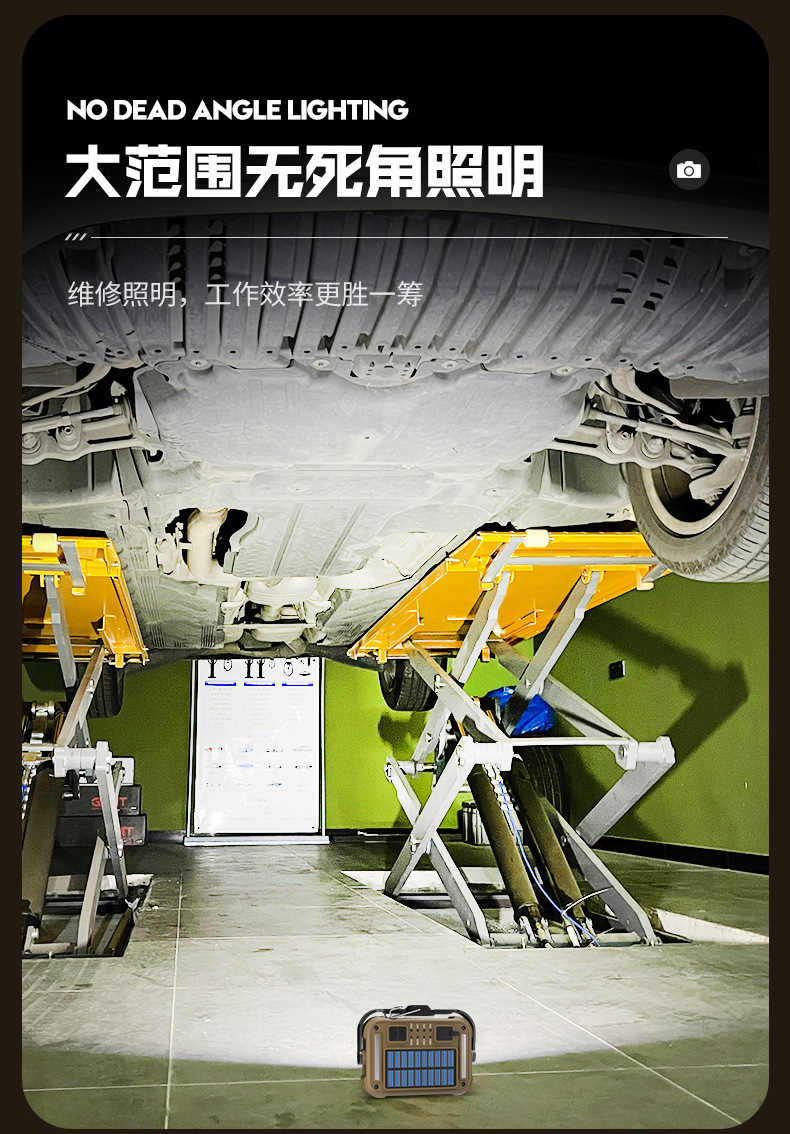 Cross-border new solar outdoor camping lighting tent lamp, rechargeable LED multi-functional magnetic work light pic 25