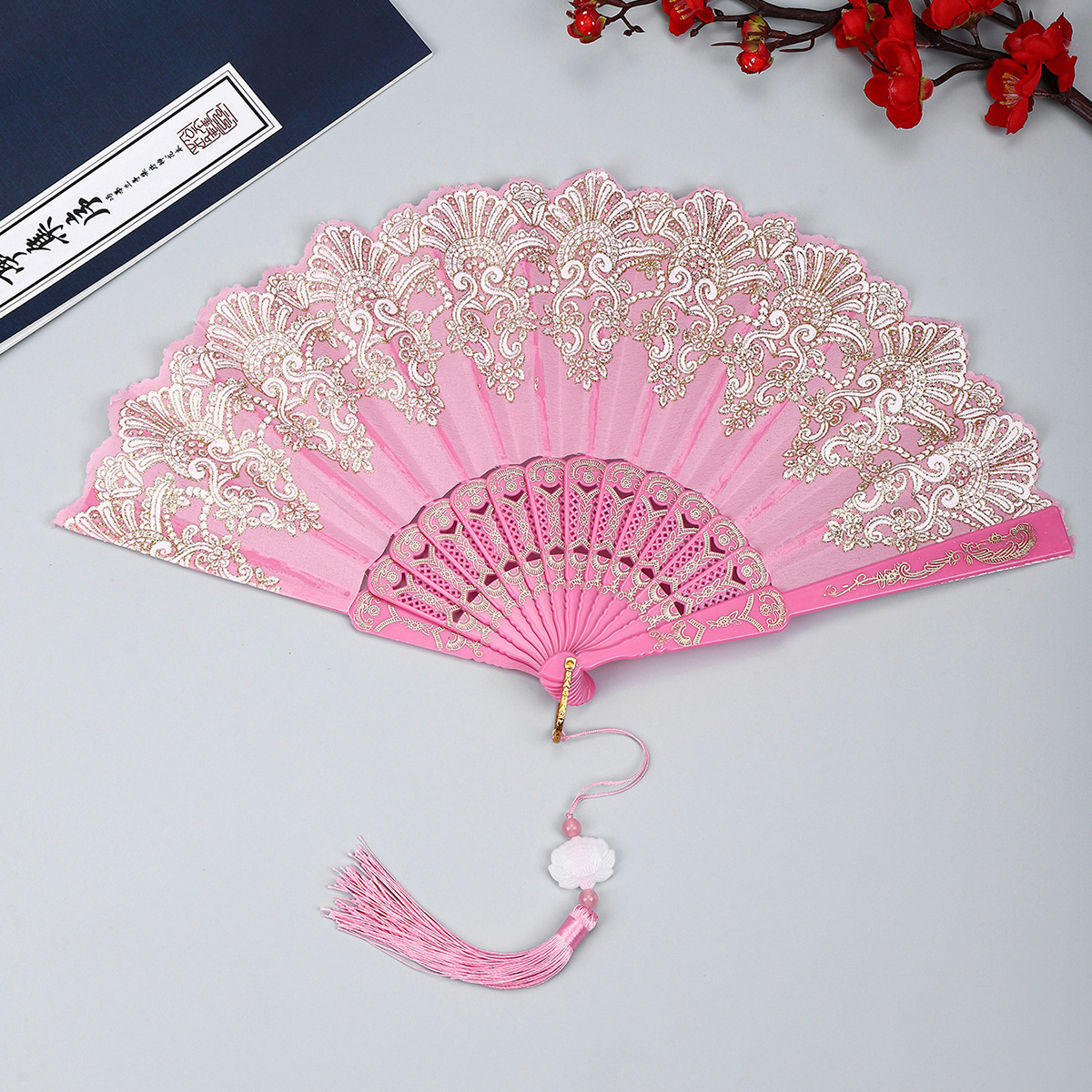 中式祥云纹古风折扇塑料舞蹈中国风折叠扇子厂家直销详情22