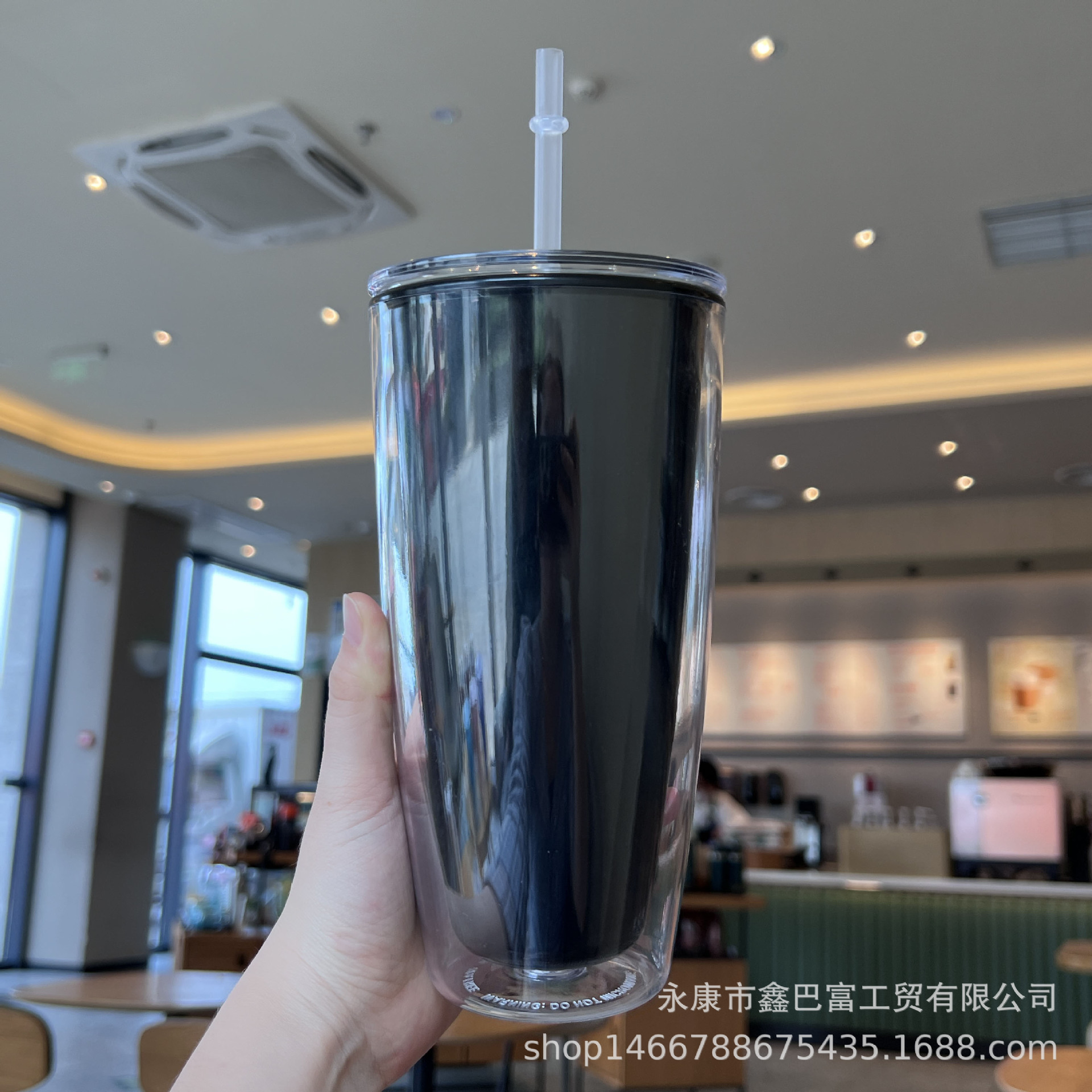 跨境新款网红高颜值水杯批发双层塑料杯便携情侣吸管杯创意女王杯详情21