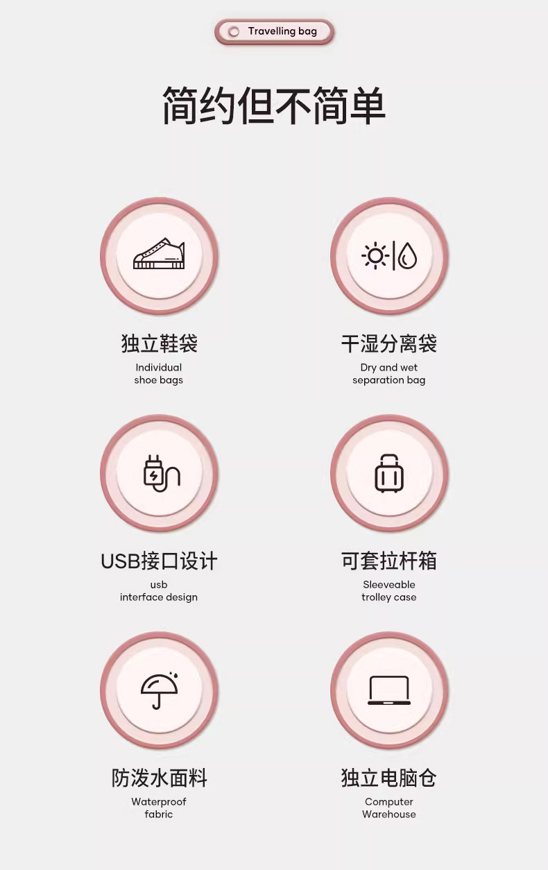跨境高级感双肩背包干湿多功能防水大容量背包商务休闲电脑双肩包详情2