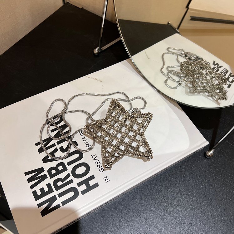 跨境2024夏新款小香风镂空金属星星包晚宴包单肩斜挎气质链条女包详情150