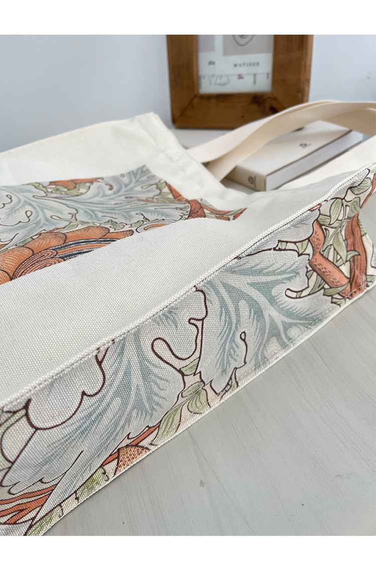 文艺风帆布包包大容量拉链单肩包外出手提袋便当包通勤妈咪包详情11