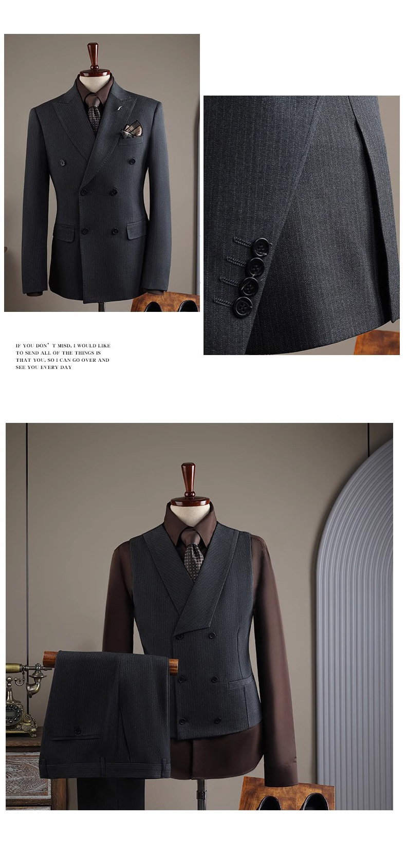 西装套装男士成都商务正装定制高级感西服套装新郎结婚礼服带马甲详情17