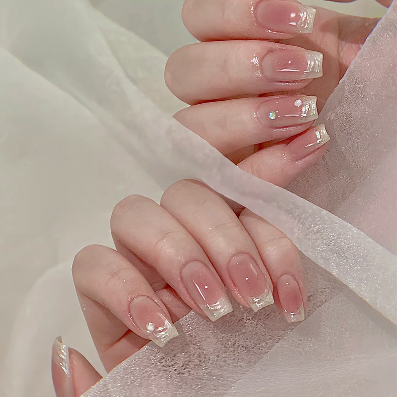 Wholesale of handcrafted wearable nails for Internet celebrities, medium and long heart-shaped diamond nail nail plates, nail patches, false nails, jelly glue pic 14