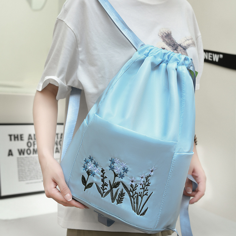 New embroidered Oxford drawstring backpacks with large capacity, fashionable outdoor trend, travel folding backpacks, cross-border wholesale pic 31