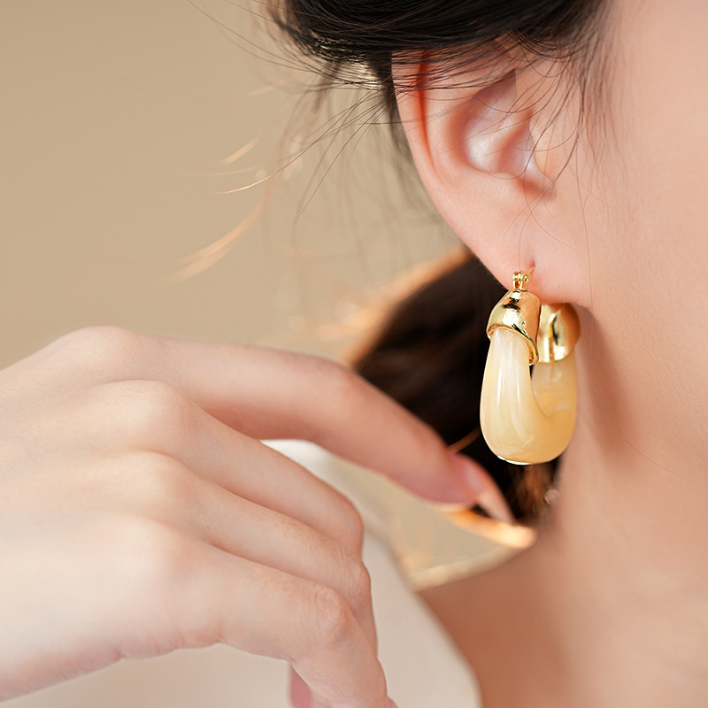 韩国复古树脂字母包包耳环简约个性设计耳扣潮流气质高级感耳饰女详情10