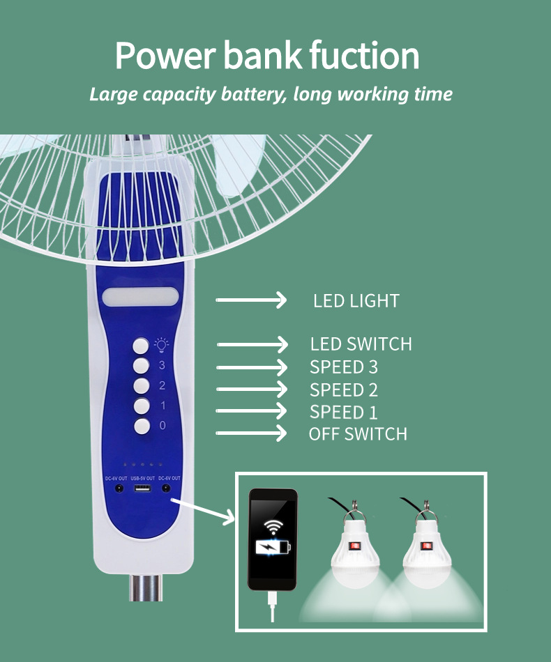 Wholesale electric fans from manufacturers: 16-inch household floor-standing fans, high-power vertical oscillating solar fans pic 3