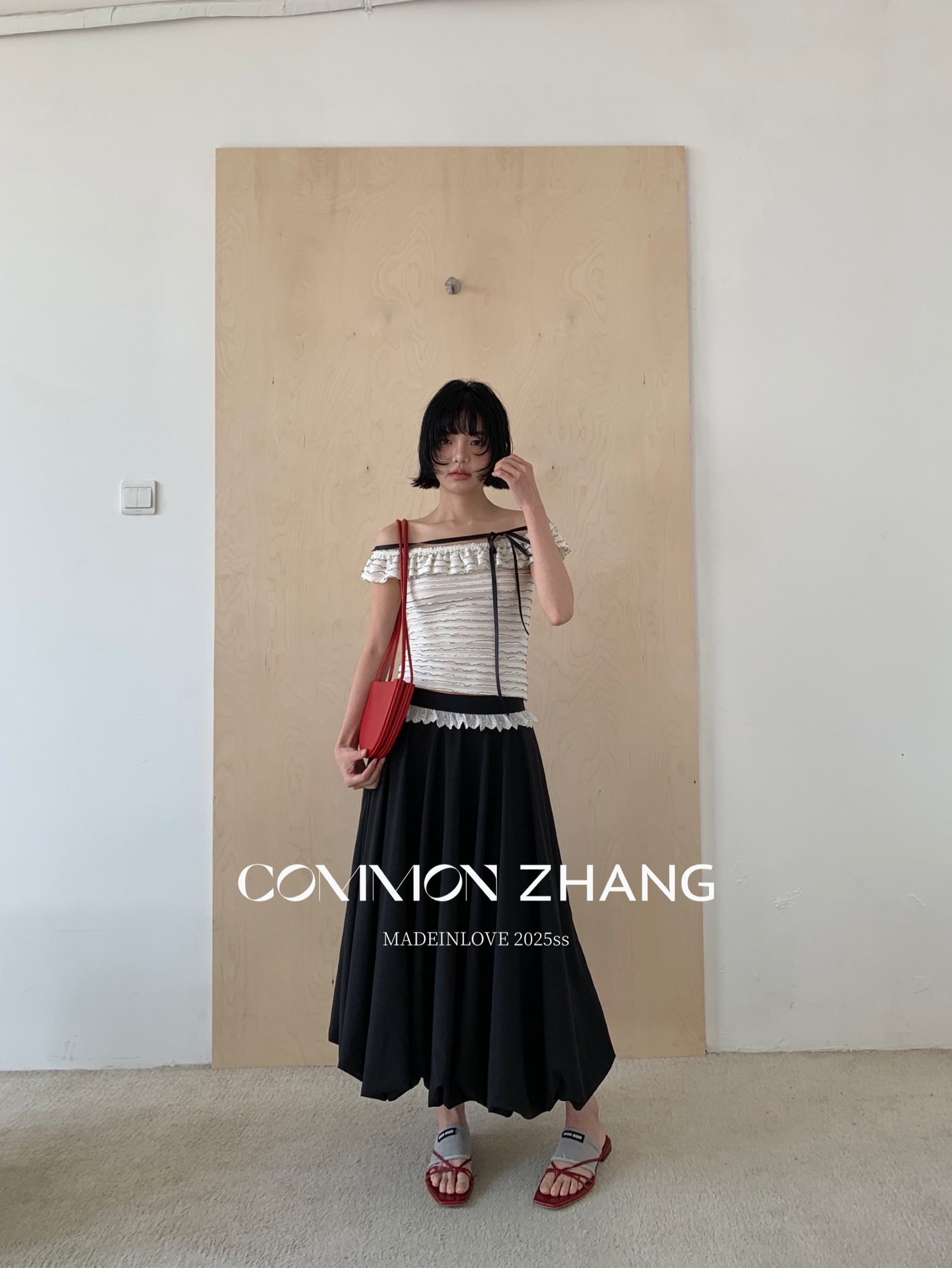 CZ ZHANG Summer French lace one-shoulder off-the-shoulder, contrasting color striped waist-cinching slim shirt B23795 pic 18