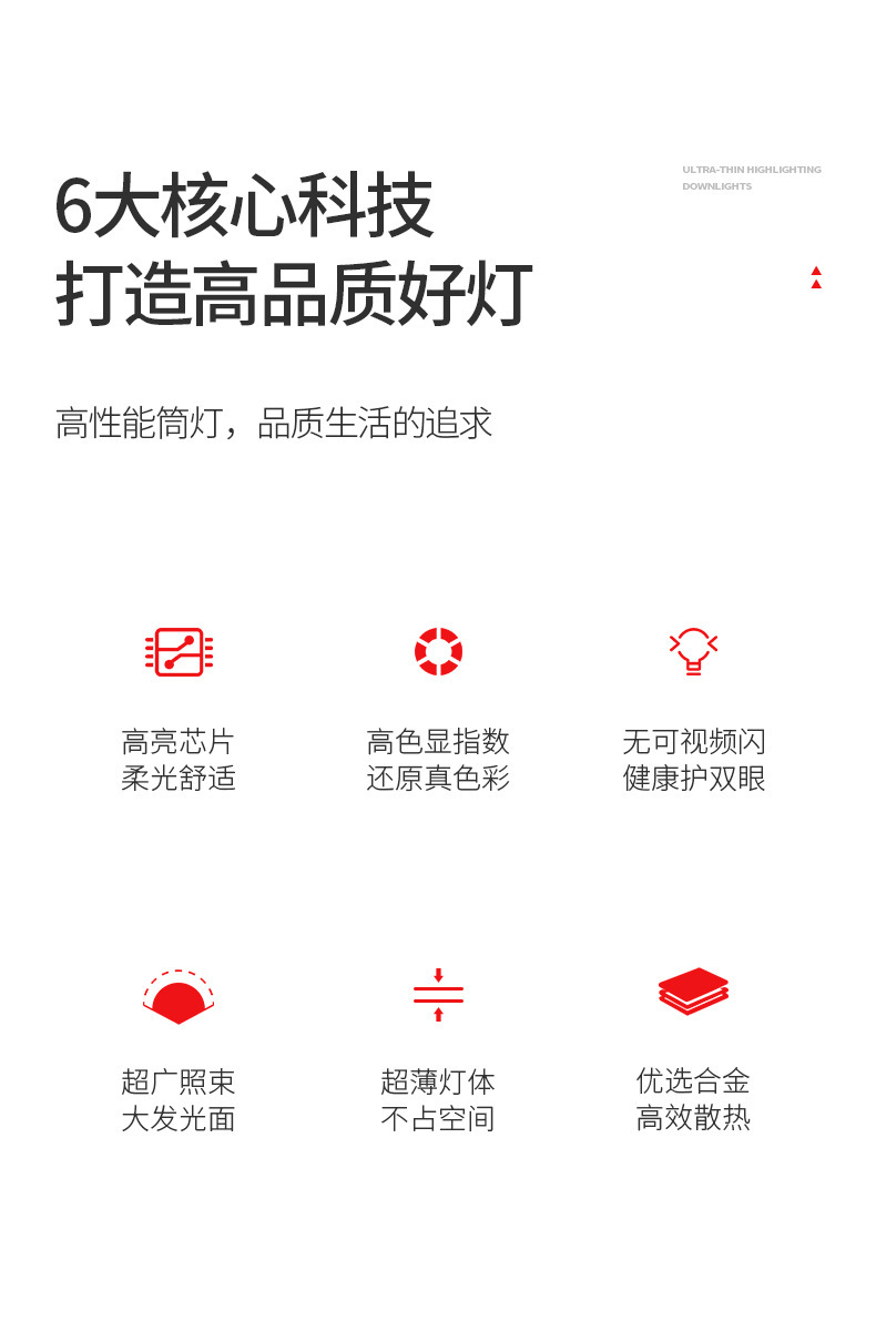 超薄led筒灯嵌入式2.5寸4寸12W6寸20W8寸24W开孔12公分15公分筒灯详情2