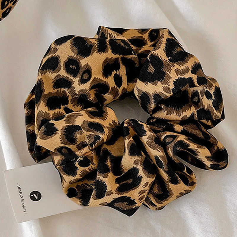 Leopard print high-elasticity hair band for women, large, durable ponytail tie, high-end leather band, large intestine hair accessory pic 17