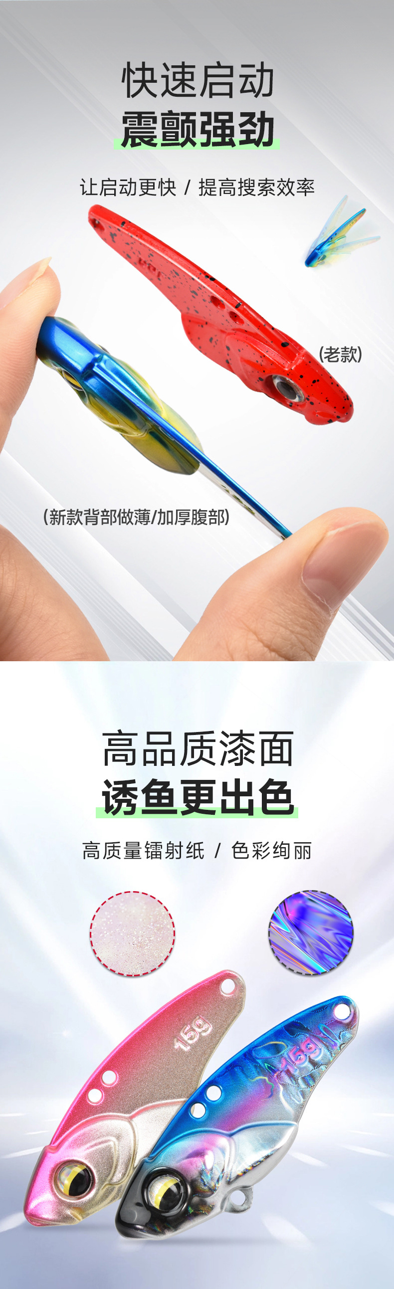 vib fake bait, thin-backed lure rattlesnake, iron plate long-range casting Special fishing bait and fishing gear, beginner fishing set wholesale bait pic 5