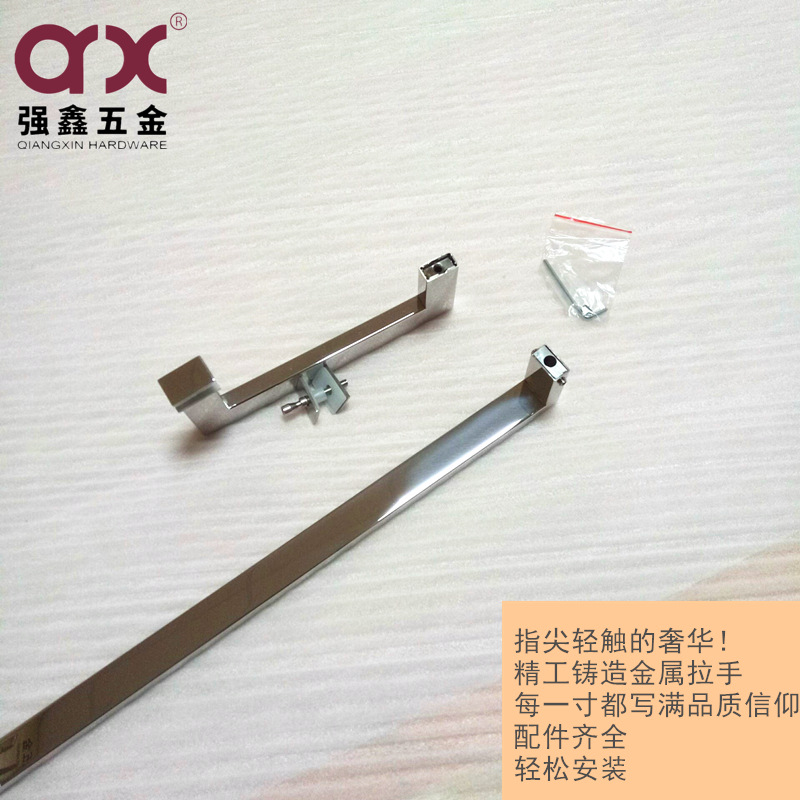 Modern and simple mirror-light 304 stainless steel door handle, thickened black square tube, sliding glass door handle for shower room pic 8