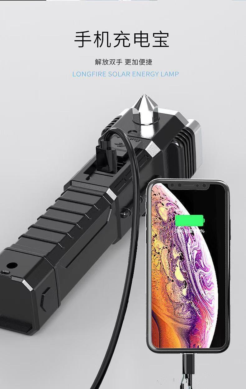Best-selling car safety hammer LED flashlight, USB charging with magnetic COB side light, outdoor multi-purpose flashlight pic 11