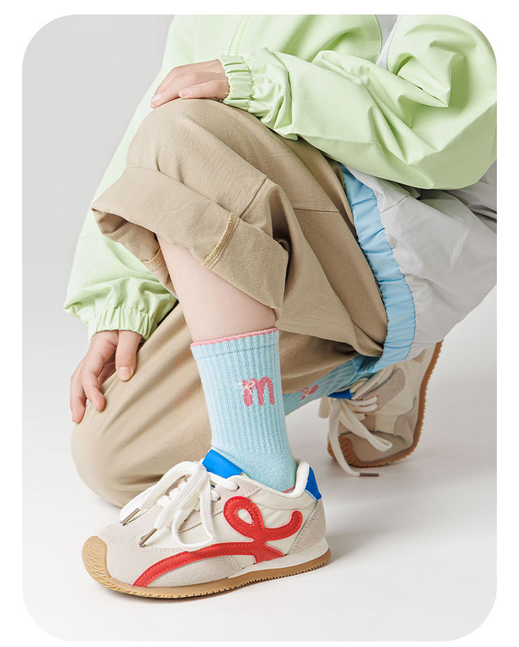 春秋季女童袜子多巴胺运动精梳棉无骨儿童袜子中筒字母蝴蝶结潮袜详情15