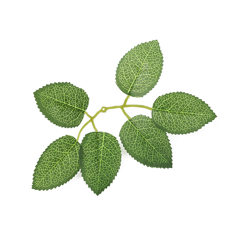 Factory wholesale imitation silk-screen printed 6-ear rose leaves, imitation green plant leaves, handcrafted eucalyptus leaf ornaments in stock pic 10