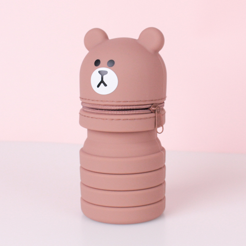 学生笔袋文具硅胶笔袋卡通可伸缩笔筒文具学习用品厂家批发可定详情24