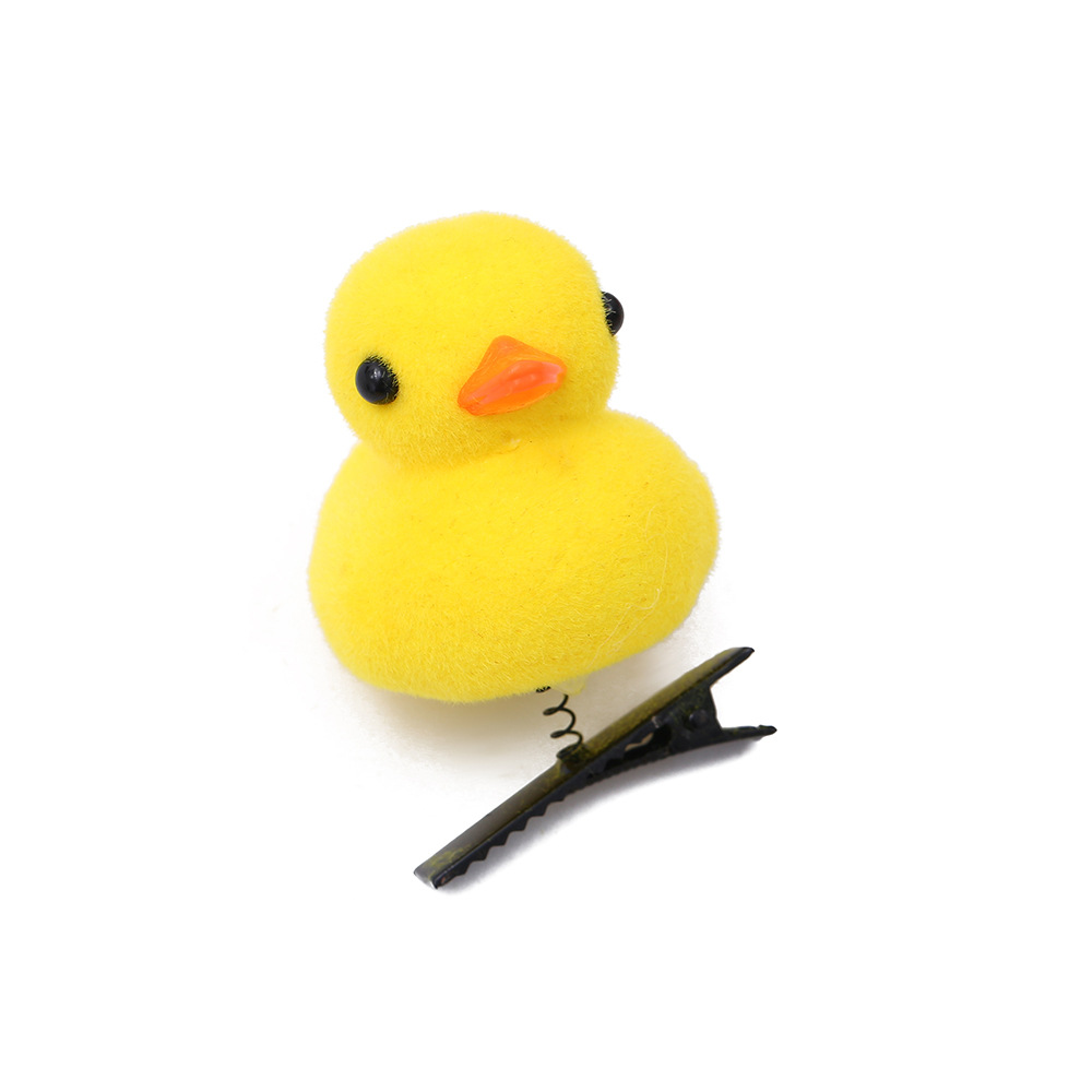 网红爆款儿童专用小黄鸭发夹 可爱卖萌立体弹簧夹发饰 毛绒卡通造型 批发优惠详情5